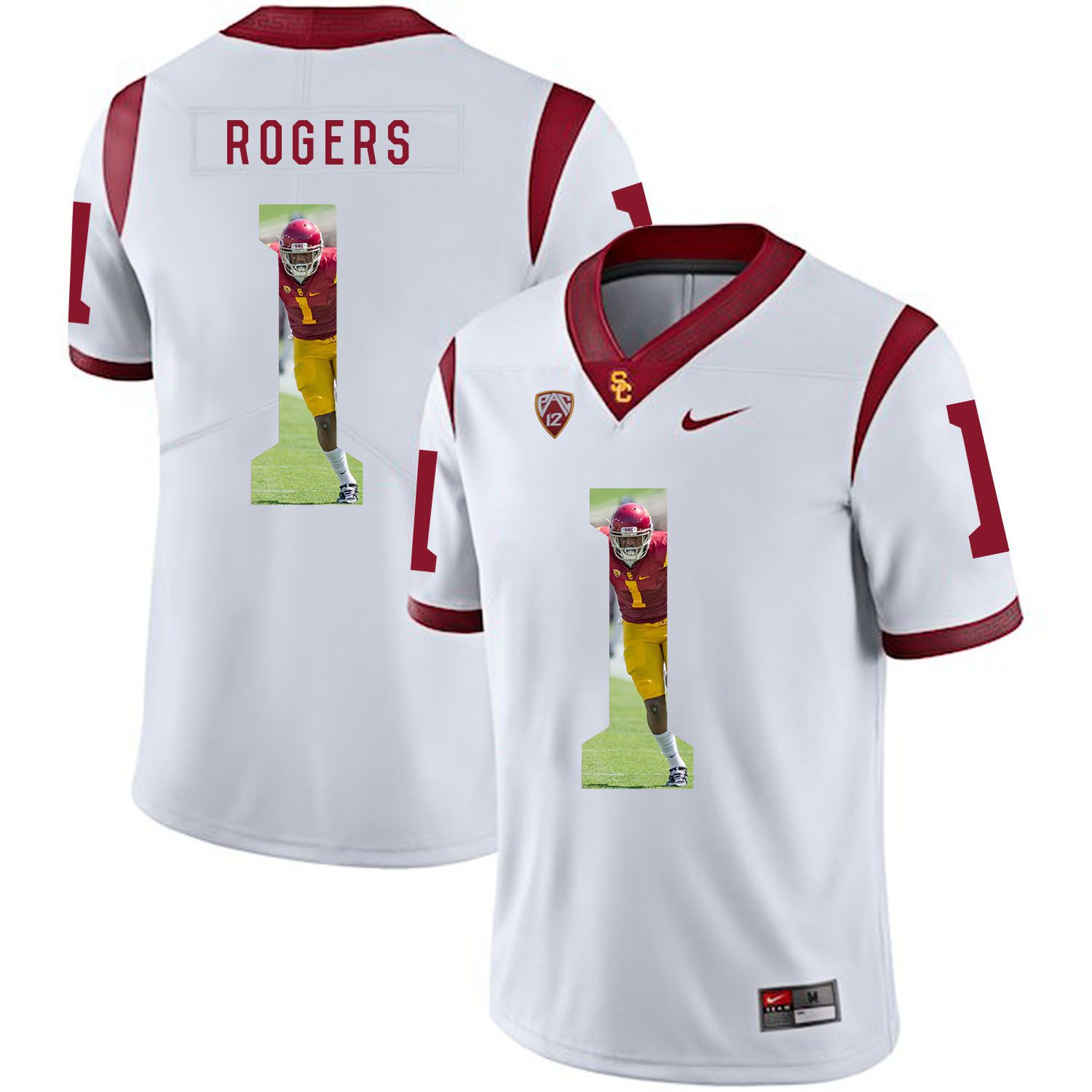 Men USC Trojans 1 Rogers White Fashion Edition Customized NCAA Jerseys